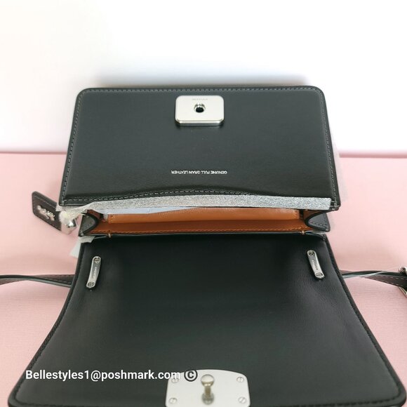 COACH Bandit Luxe Refined Smooth Calf Leather Small Crossbody Bag- Black color ⭐ - Picture 10 of 16